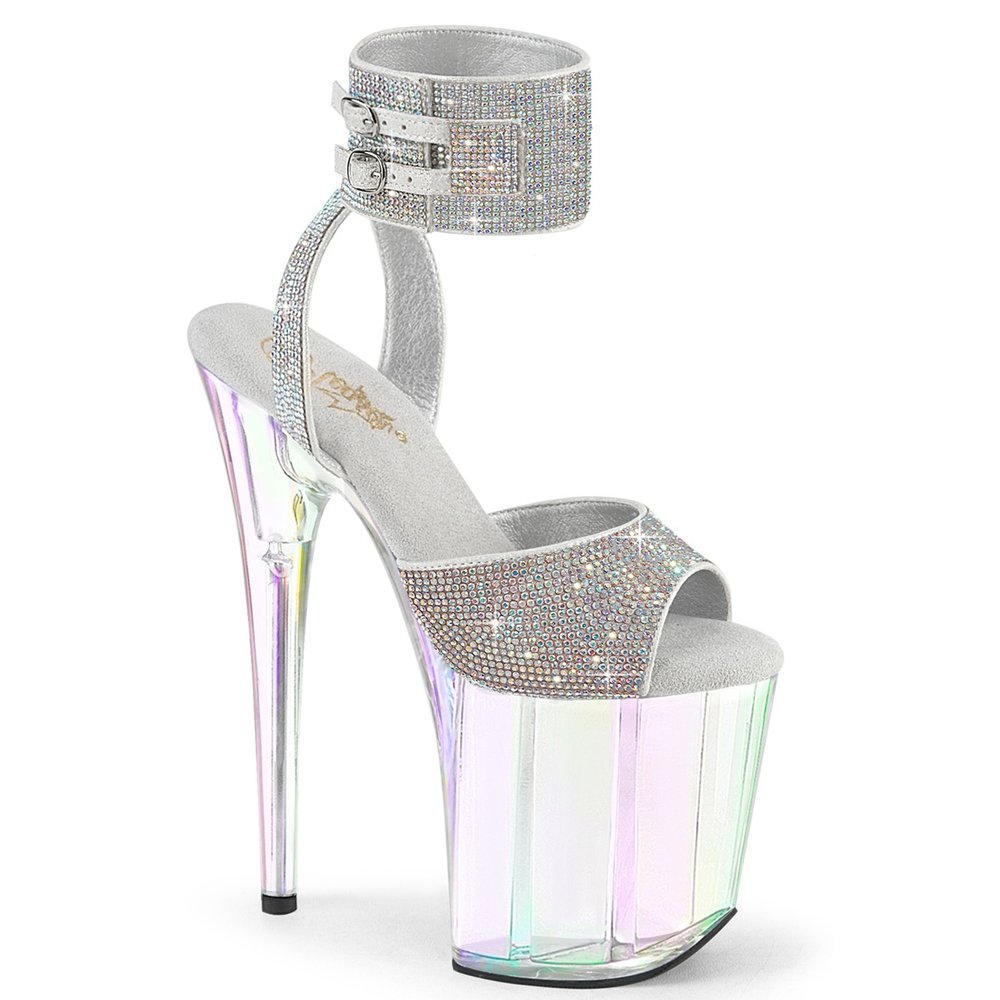 Pleaser - FLAMINGO891HTRS Sandaal met enkelband, Paaldans schoenen - Zilverkleurig